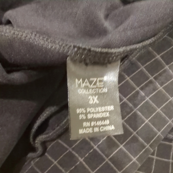 Maze Black Plaid Pull On Structured Dress Pants Trousers Plus Size 3X - Picture 4 of 5